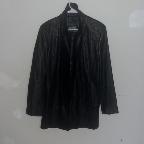 KASPER Men's Premium 3/4 Length Black Leather Coat - Picture 4 of 8